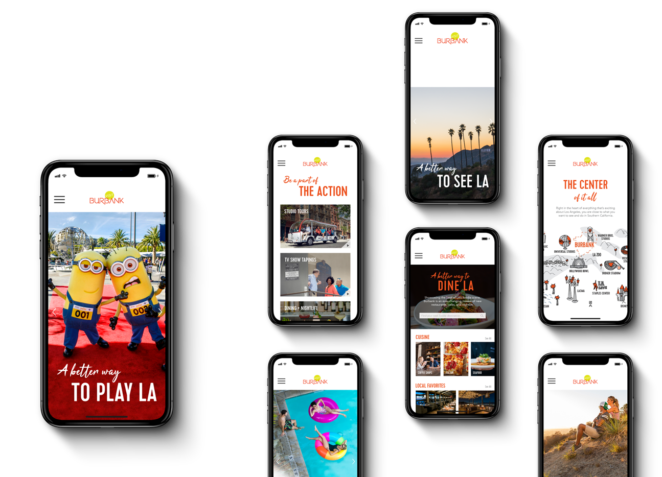 Mobile website designs of VisitBurbank.com 